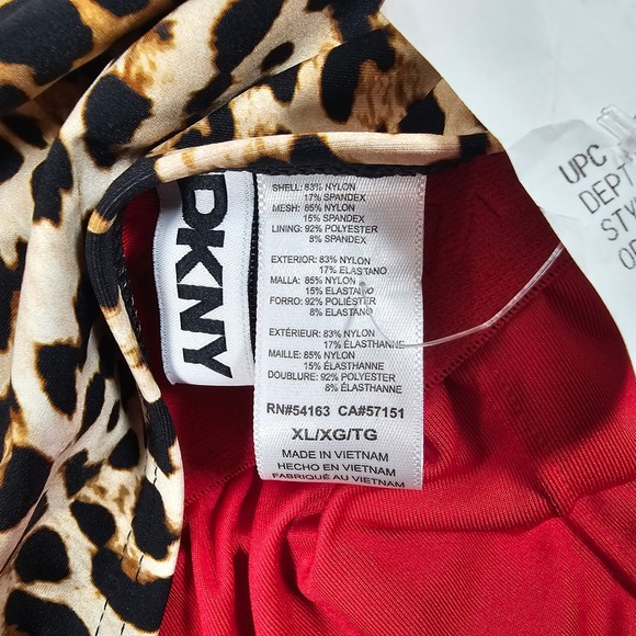 DKNY Leopard Print One Piece Swimsuit Womens Tiered Ruffle Brown XL - Picture 5 of 5